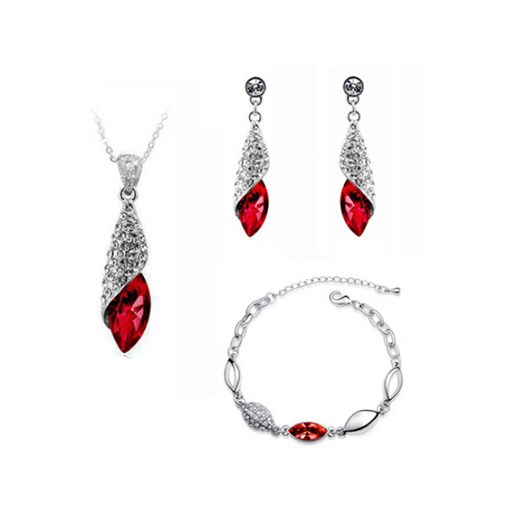 komplet biżuterii rubinowe migdały łezki prezent Lovrin LOVRIN promocja