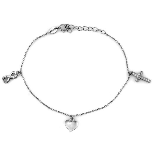 srebrna bransoletka 925 serce krzyż nieskończoność Lovrin LOVRIN