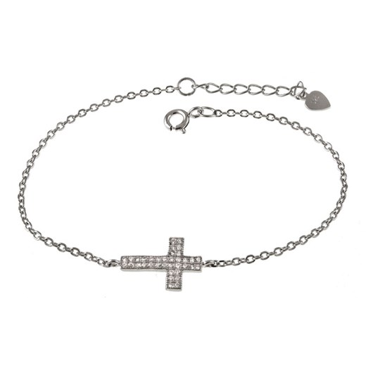 srebrna bransoleta 925 krzyżyk dwa rzędy cyrkonii Lovrin LOVRIN