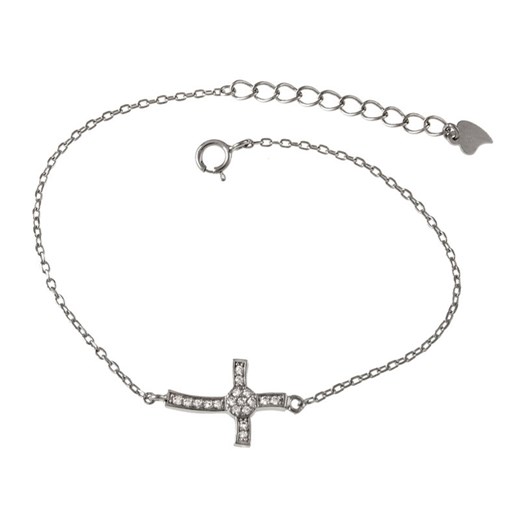 srebrna bransoleta 925 krzyż z cyrkoniami fala Lovrin LOVRIN