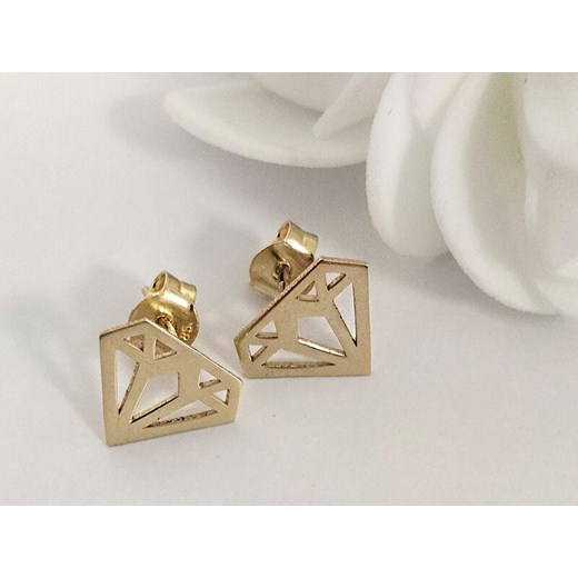 złote kolczyki 585 celebrytki origami diamenty Lovrin okazja LOVRIN