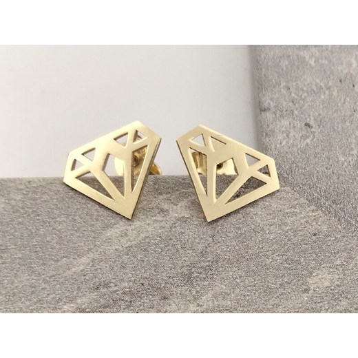 złote kolczyki 585 celebrytki origami diamenty Lovrin wyprzedaż LOVRIN