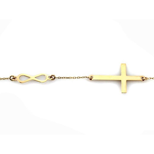 złota bransoletka 333 łańcuszek z krzyżykiem krzyż Lovrin LOVRIN