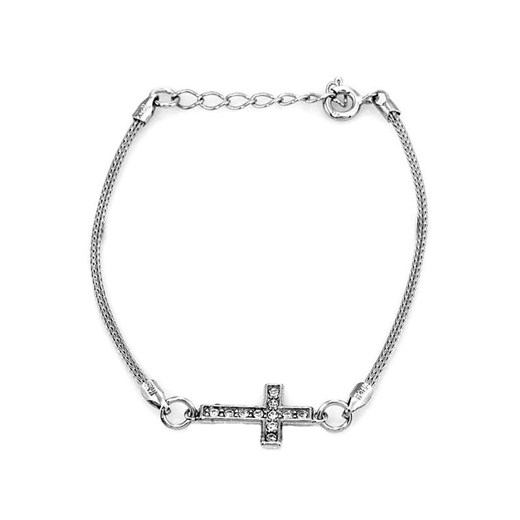 srebrna bransoletka 925 krzyż z cyrkoniami okazja Lovrin LOVRIN