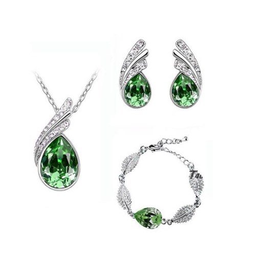 komplet biżuterii zielone skrzydła na prezent Lovrin LOVRIN wyprzedaż