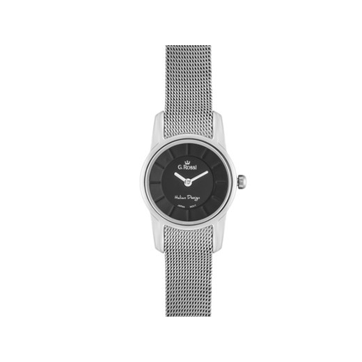 srebrny zegarek damski bransoleta tarcza czerń Lovrin LOVRIN