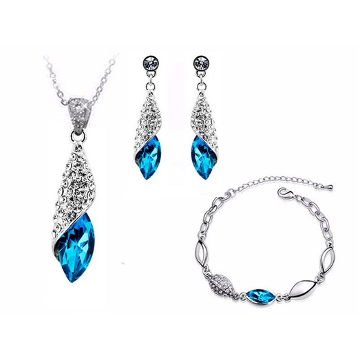 komplet biżuterii lazurowe łezki błękitne krople Lovrin promocyjna cena LOVRIN