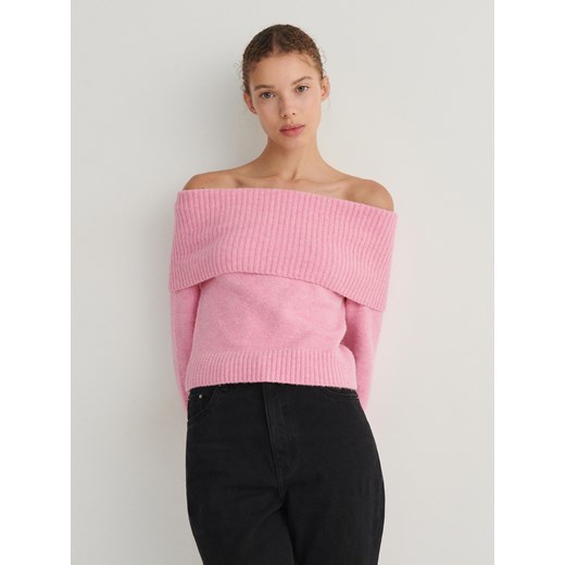 Reserved - Sweter z odkrytymi ramionami - różowy ze sklepu Reserved w kategorii Swetry damskie - zdjęcie 164496887
