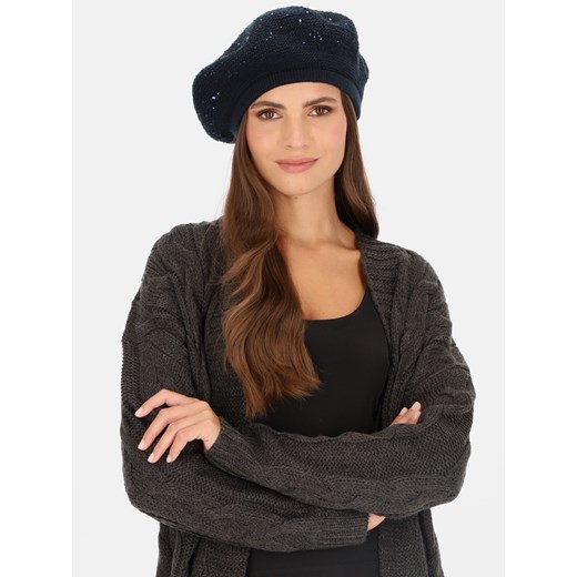 Połyskujący prążkowany dzianinowy beret z wełną L'AF Piwonia Uniwersalny Eye For Fashion