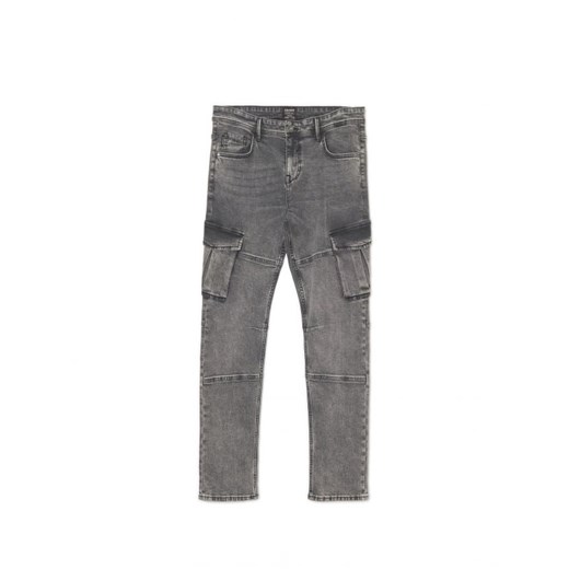 Cropp - Szare jeansy skinny cargo - szary ze sklepu Cropp w kategorii Jeansy męskie - zdjęcie 164508249