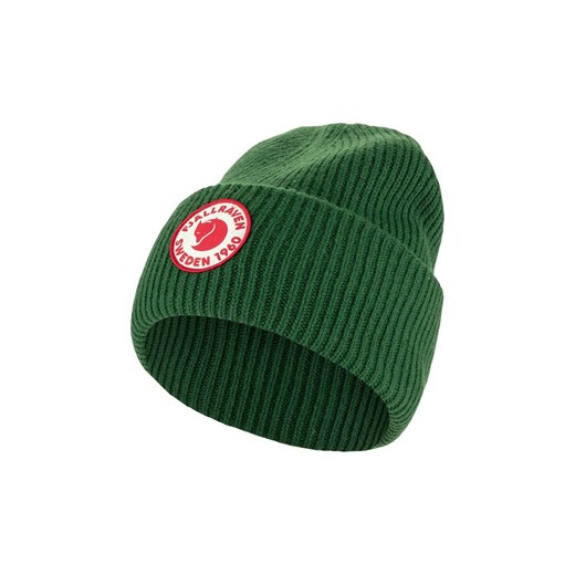 Fjallraven czapka wełniana 1969 Logo kolor zielony z grubej dzianiny wełniana ONE ANSWEAR.com