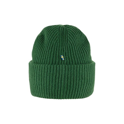 Fjallraven czapka wełniana 1969 Logo kolor zielony z grubej dzianiny wełniana ONE ANSWEAR.com