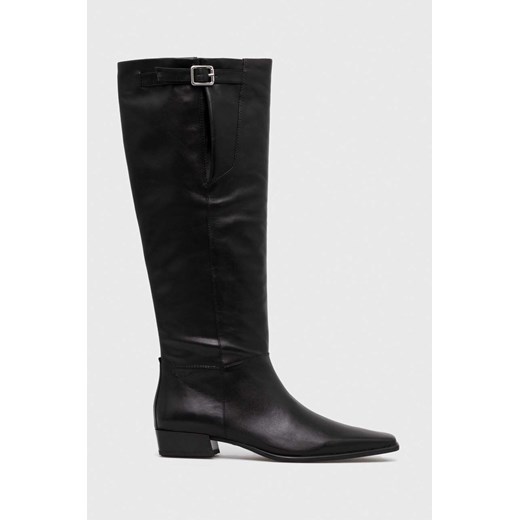 Vagabond Shoemakers kozaki skórzane NELLA damskie kolor czarny na płaskim obcasie 5616.101.20 ze sklepu ANSWEAR.com w kategorii Kozaki damskie - zdjęcie 164513508