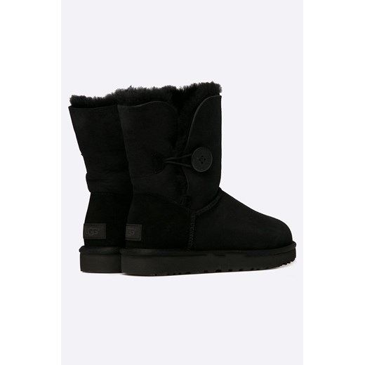 UGG śniegowce Bailey Button II damskie kolor czarny na płaskim obcasie ocieplone 36 ANSWEAR.com