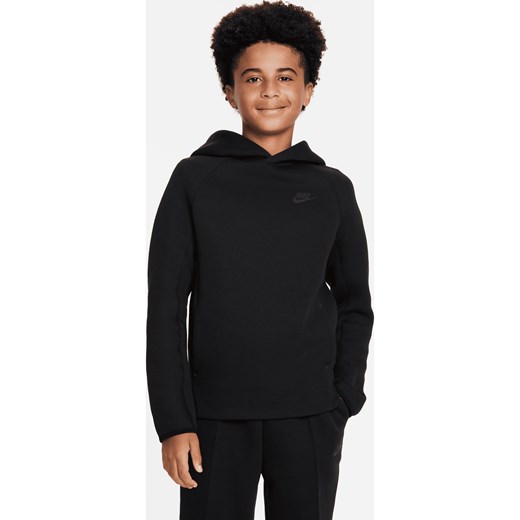 Bluza z kapturem dla dużych dzieci (chłopców) Nike Sportswear Tech Fleece - Czerń ze sklepu Nike poland w kategorii Bluzy chłopięce - zdjęcie 164516066