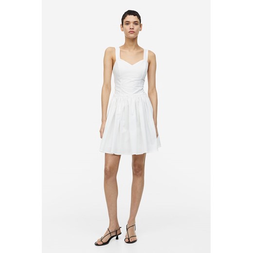 H & M - Bawełniana sukienka z wiązanym detalem - Biały H & M 34 H&M