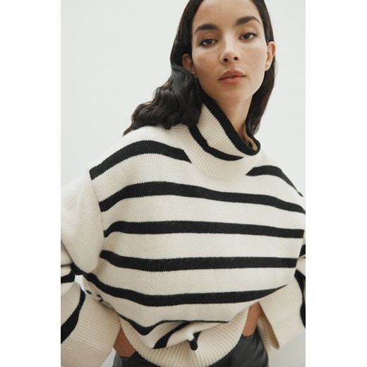H & M - Sweter półgolf z domieszką kaszmiru - Biały H & M S H&M