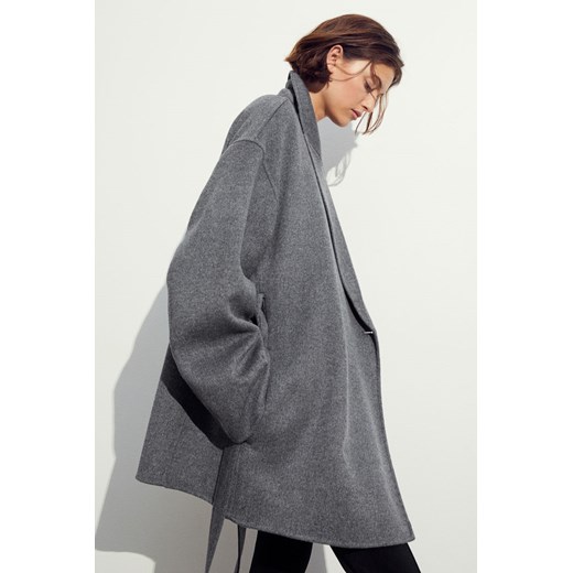 H & M - Płaszcz z domieszką wełny - Szary H & M L H&M