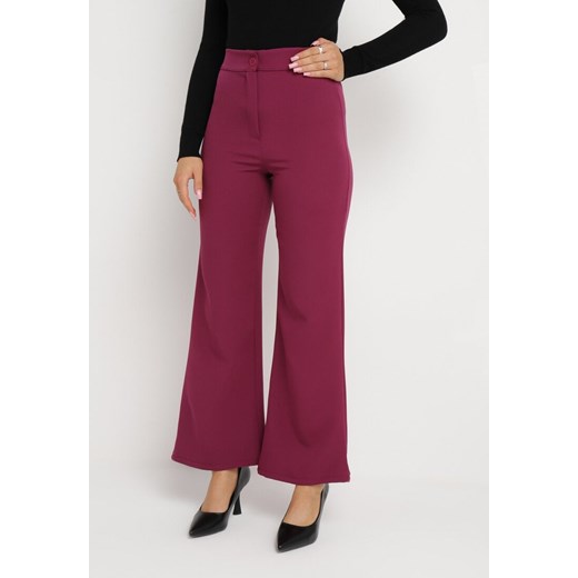 Ciemnofioletowe Szerokie Spodnie z Wysokim Stanem Visalla ze sklepu Born2be Odzież w kategorii Spodnie damskie - zdjęcie 164529548