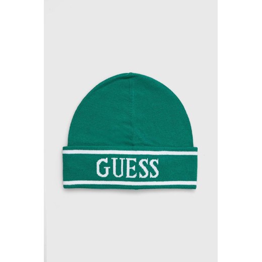 Guess czapka kolor zielony z cienkiej dzianiny Guess 50/52 ANSWEAR.com