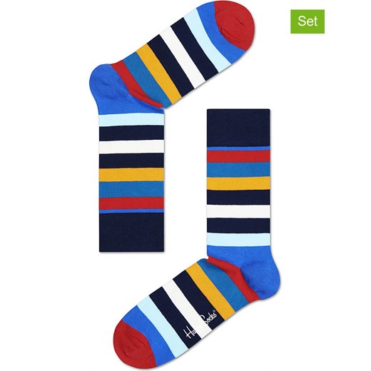 Happy Socks Skarpety (2 pary) &quot;Stripes&quot; w kolorze granatowym ze wzorem Happy Socks 41-46 wyprzedaż Limango Polska