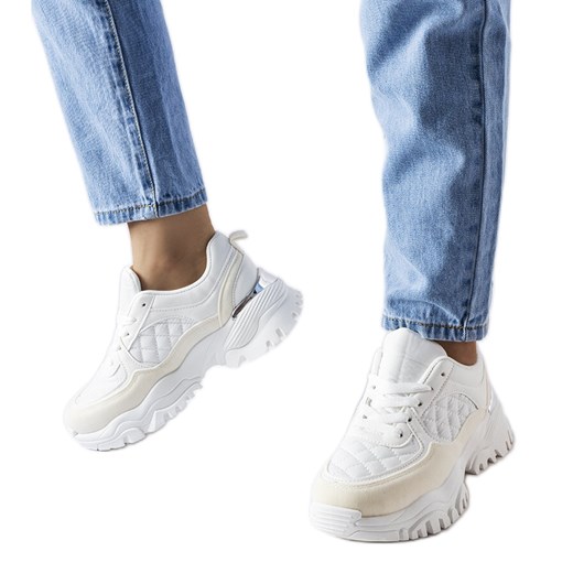 Inna Białe sneakersy ze srebrną wstawką Esquibel ze sklepu ButyModne.pl w kategorii Buty sportowe damskie - zdjęcie 164542196