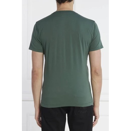 T-shirt męski zielony Hackett London na jesień z bawełny 