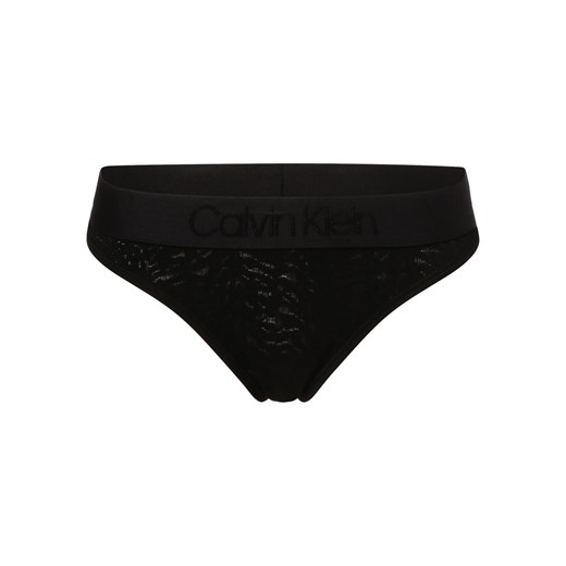 Calvin Klein Stringi Kobiety czarny wypukły wzór tkaniny ze sklepu vangraaf w kategorii Majtki damskie - zdjęcie 164546986