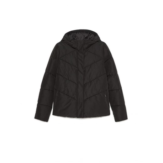 Cropp - Czarna kurtka puffer z kapturem - czarny ze sklepu Cropp w kategorii Kurtki damskie - zdjęcie 164548215