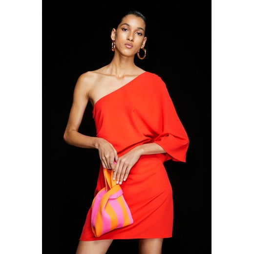 H & M - Drapowana sukienka na jedno ramię - Czerwony H & M S H&M