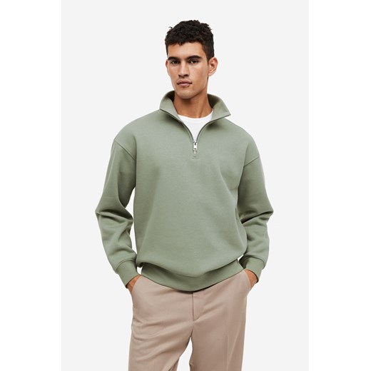 H & M - Bluza z suwakiem u góry Relaxed Fit - Zielony H & M XS H&M