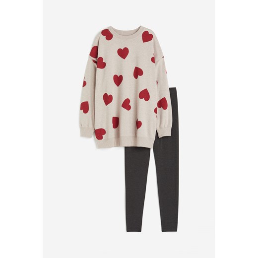 H & M - Piżama z bluzą i legginsami - Beżowy H & M S H&M