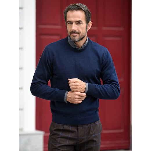 Sweter męski Bond pod szyję - granat - M ze sklepu Swetry Lasota w kategorii Swetry męskie - zdjęcie 164554345