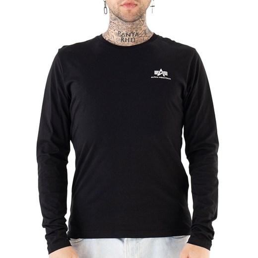 Koszulka Alpha Industries Basic LS Small Logo 19851703 - czarna ze sklepu streetstyle24.pl w kategorii T-shirty męskie - zdjęcie 164554746