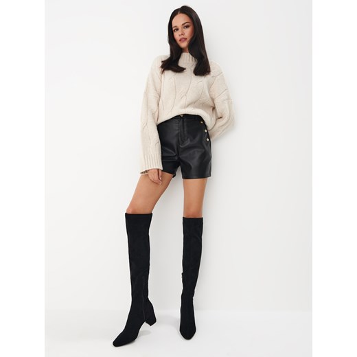 Sweter damski Mohito z golfem beżowy casual
