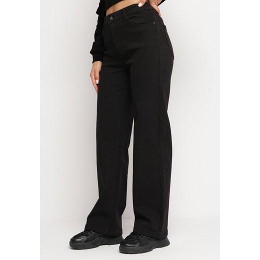 Czarne Szerokie Spodnie z Wysokim Stanem Ushana ze sklepu Born2be Odzież w kategorii Spodnie damskie - zdjęcie 164563089