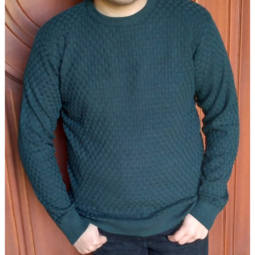 Sweter męski ciemno-zielony "pod szyję" ze sklepu ATELIER-ONLINE w kategorii Swetry męskie - zdjęcie 164564048