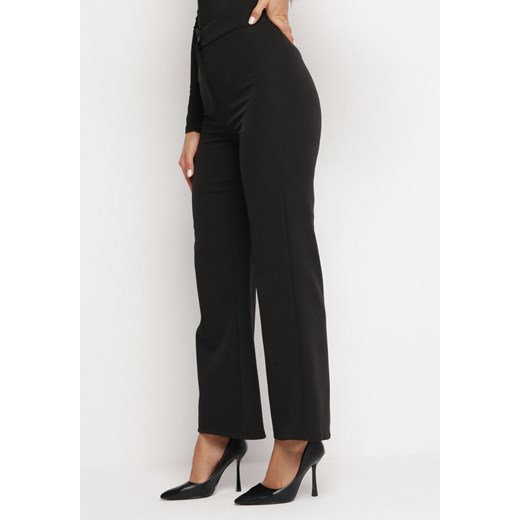 Czarne Szerokie Spodnie z Wysokim Stanem Visalla ze sklepu Born2be Odzież w kategorii Spodnie damskie - zdjęcie 164569438