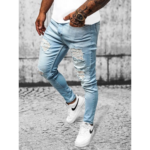 Spodnie jeansowe męskie niebieskie OZONEE O/425SP Ozonee 30 ozonee.pl