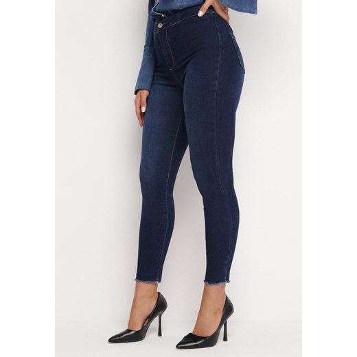 Niebieskie Jeansy Skinny z Postrzępionymi Nogawkami Nogoi ze sklepu Born2be Odzież w kategorii Jeansy damskie - zdjęcie 164574586