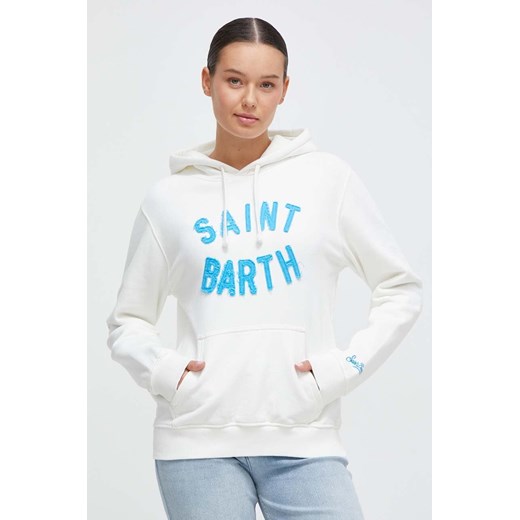 MC2 Saint Barth bluza bawełniana damska kolor biały z kapturem z aplikacją Mc2 Saint Barth M ANSWEAR.com