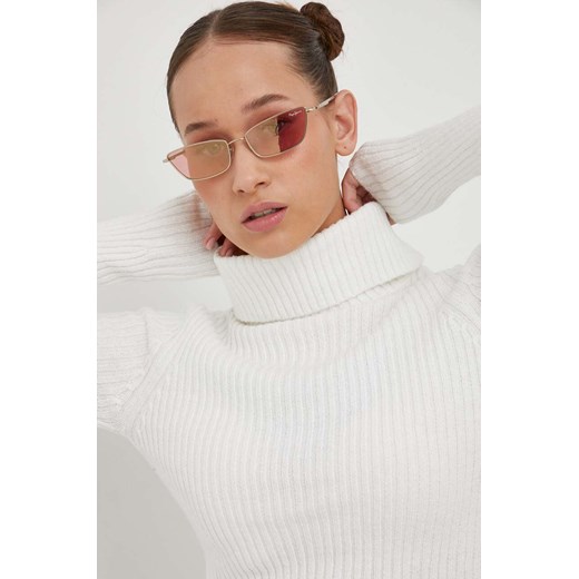 Hollister Co. sweter damski kolor biały z golfem Hollister Co. S ANSWEAR.com