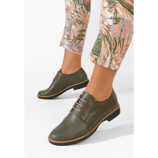 Khaki oxfordy damskie skórzane Otivera Zapatos 34 wyprzedaż Zapatos