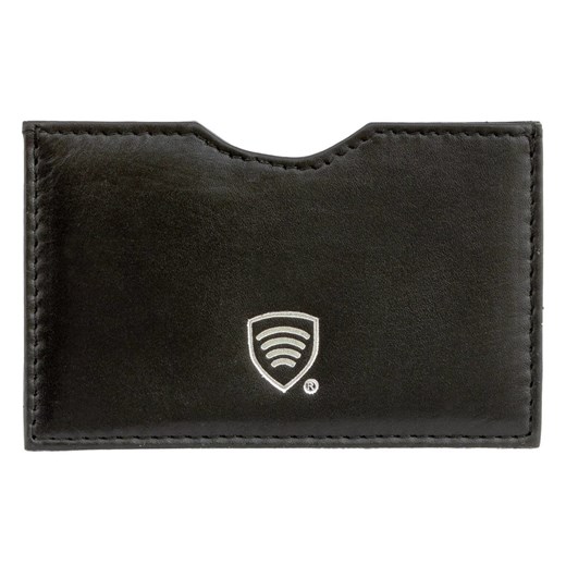 Etui ze skóry blokujące kartę płatniczą RFID ze srebrnym logo (Czarny) Koruma Uniwersalny Koruma ID Protection