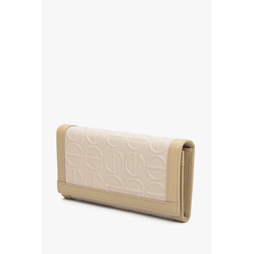 Estro: Duży portfel damski ze skóry naturalnej w kolorze beżowym ze sklepu Estro w kategorii Portfele damskie - zdjęcie 164580598