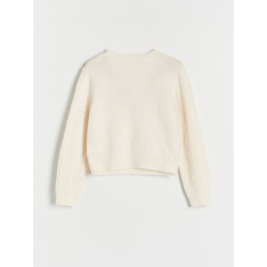 Reserved - Dzianinowy sweter z falbaną - złamana biel Reserved 116 (5-6 lat) Reserved