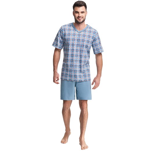 Luna bawełniana piżama męska niebieska 793, Kolor niebieski-wzór, Rozmiar M, Luna ze sklepu Intymna w kategorii Piżamy męskie - zdjęcie 164651315