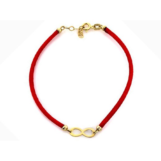 złota bransoletka 585 infinity na czerwonym sznurku Lovrin LOVRIN