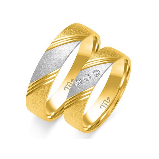 złota obrączka ślubna 585 z diamentami grawerowana Lovrin LOVRIN