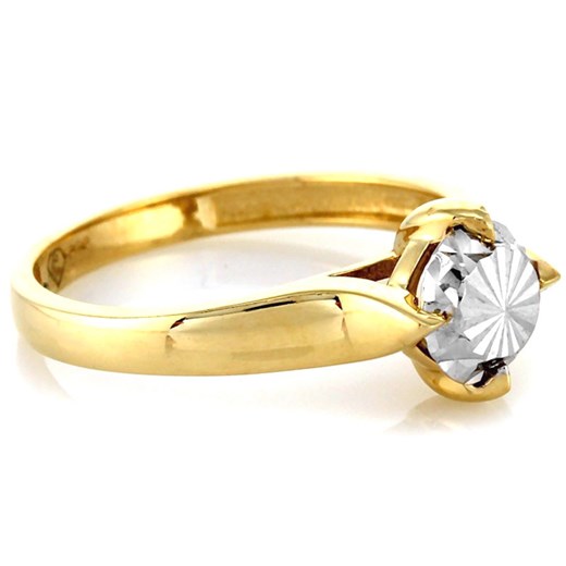 złoty pierścionek 585 kryształek z białego złota Lovrin LOVRIN